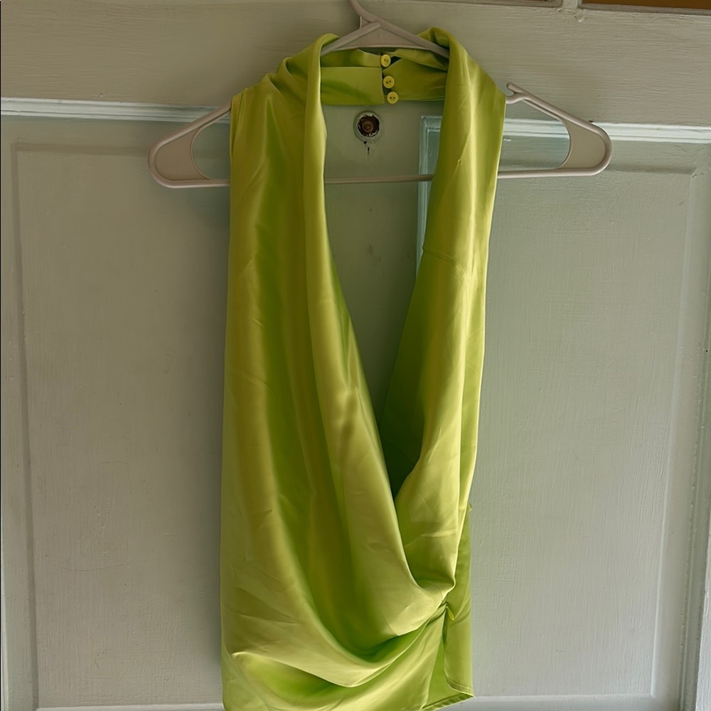 Glam Neon Green Halter Tank Top